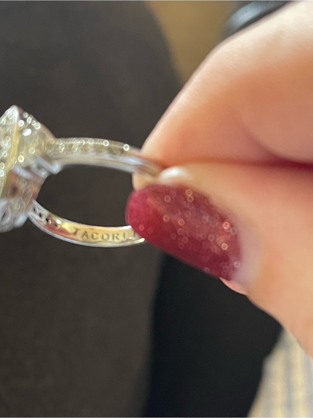Tacori Vintage-Inspired Silver Marquise Crystal Ring - Clear - Picture 4 of 4